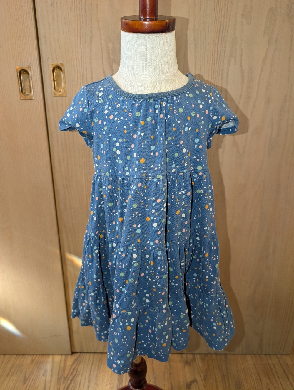 Hanna Andersson 2T Blue Kids Dress with Multicolor Dot Print